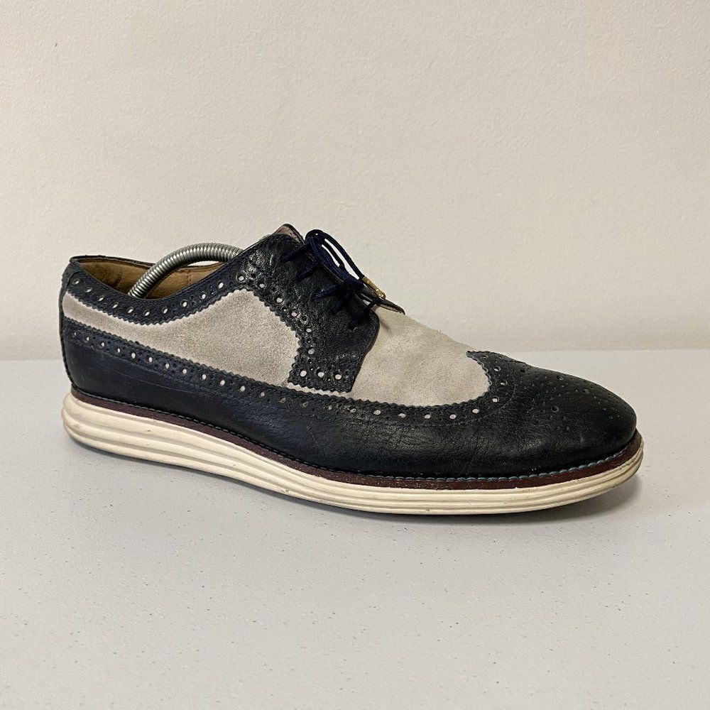 Cole Haan Grand OS Leather Two Tone Wing Tip Oxford Sneaker C13995